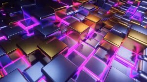 Психоделика - Заставка - Сетка ритмичных светящихся неоновых кубов