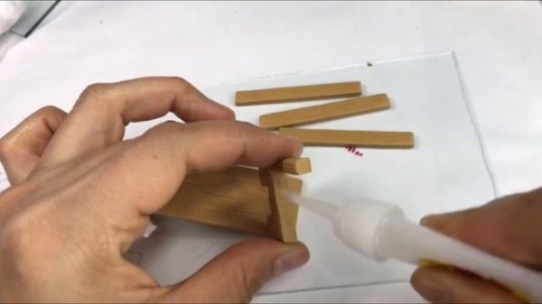 Miniature wooden bench with polymer clay/ миниатюрная лавочка (скамейка)