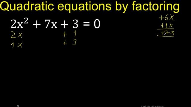 2x^2+7x+3=0 . Quadratic Equations By Factoring , how to solve method . solution смотреть онлайн