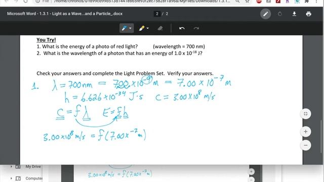 Calculating the energy of a photon of red light from it's wavelength. смотреть онлайн