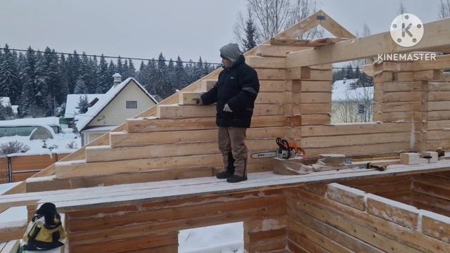 Дом из бруса. Как правильно подрезать франтон. смотреть онлайн