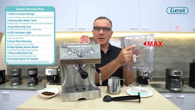 Gevi Espresso Machine 15 Bar Coffee Maker Espresso with Milk Frother Wand (Pre - Upgrade) смотреть онлайн