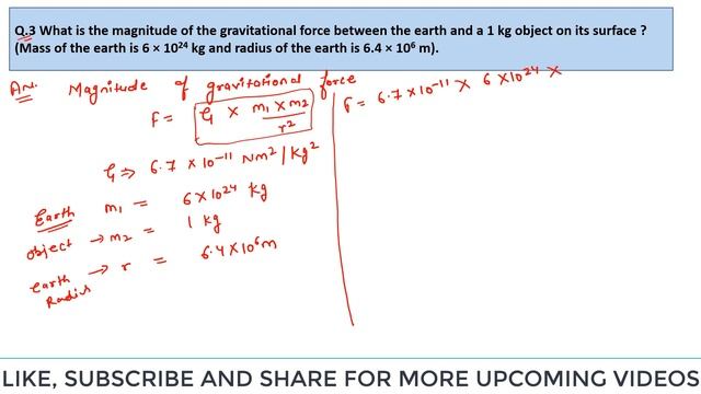 What is the magnitude of the gravitational force between the earth and a 1 kg object on its surface смотреть онлайн