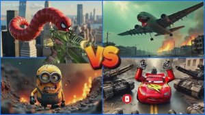 Танк-монстр Молния Маккуин против ЧЕРВЯ-ПАУКА против зараженного неба, но с монстром-пауком против м