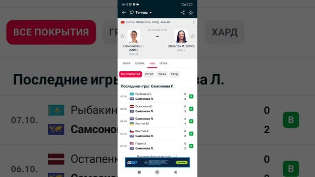 Пекин Финал/ Самсонова Л. vs Швентек И. Есеп 0:2 #прогнозынаспорт #теннис смотреть онлайн