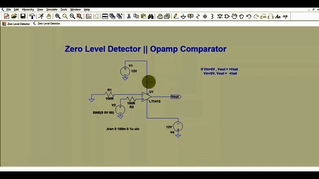 LTSpice Opamp Zero Level Detector | Zero Crossing Detector | Opamp Non Inverting Comparator смотреть онлайн