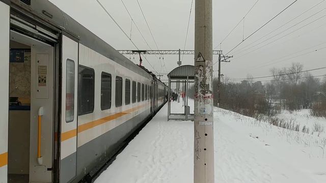 "В снегопад!" Электропоезд ЭП2Д-0026 ЦППК платформа Орудьево 21.02.2021 смотреть онлайн