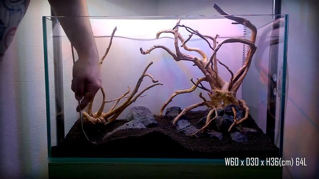 Запуск аквариума 64 литра #1 - Хардскейп. / 64 liter aquarium launch #1-Hardscape. смотреть онлайн