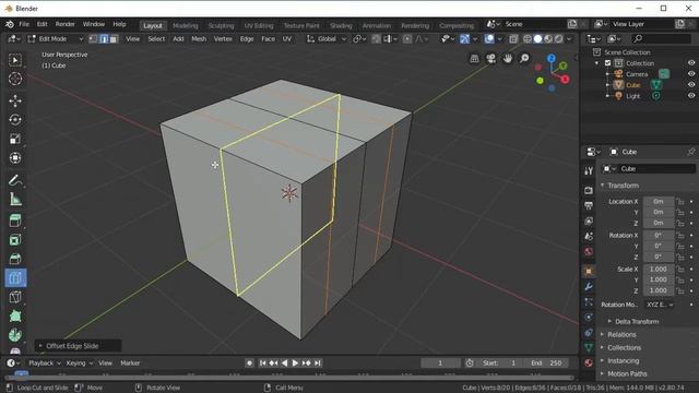 loop cut tool and offset edge loop cut tool | Blender 2.8 fundamental tutorial смотреть онлайн