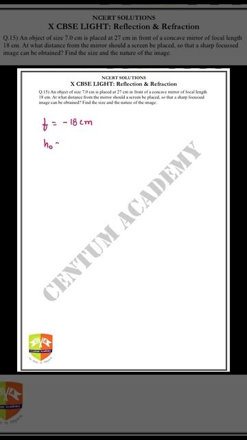 X NCERT Physics Solutions | Light: Reflection & Refraction | Exercise Q15 Part 1 смотреть онлайн