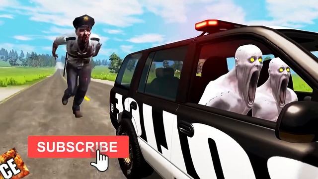 Car Ride Chase - Escape From The Shy Guy (SCP-096)😱 vs Zombie Cop - Beamng Drive Car Eater Ep. 9 смотреть онлайн