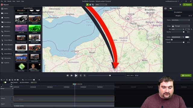 Animated Travel Map in 3D with Arrow in Camtasia | Advanced Tutorial смотреть онлайн