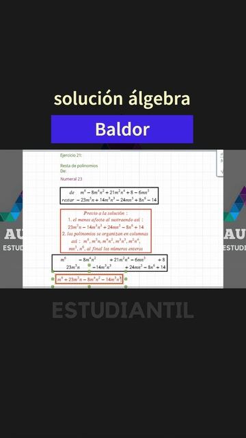 Solución álgebra de Baldor ejercicio 21 #excel #algebradebaldor #educacion #baldor #aprender смотреть онлайн