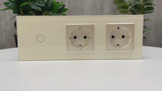 Одноклавишный сенсорный выключатель с двумя розетками LIVOLO, жемчуг, VL-C701/C7C2EU-14