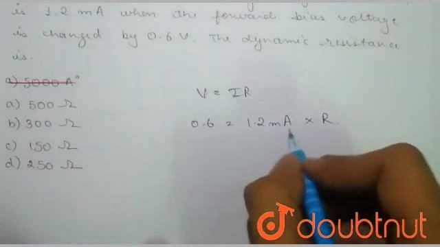 The change in current through a junction diode is 1.2 mA when the forward bias voltage is change... смотреть онлайн