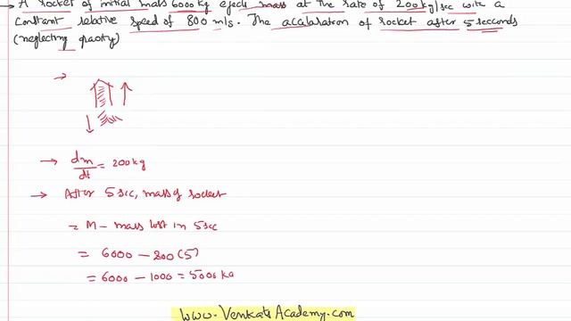 Acceleration of Rocket After Some Time as Mass Variable Laws of Motion Problem with Solution смотреть онлайн