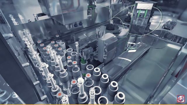 HELIOS - High Throughput Aseptic Isolator Vials Syringes Filling - 3D animated video смотреть онлайн