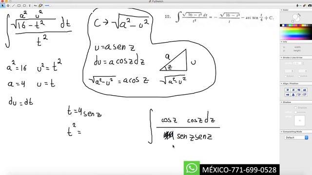 INTEGRAL NO. 12 GRANVILLE PAG. 268 INTEGRAL POR SUSTITUCIÓN TRIGONOMÉTRICA ((16-t^2)^1/2)dt)/t^2 смотреть онлайн