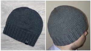 Классическая мужская шапка спицами