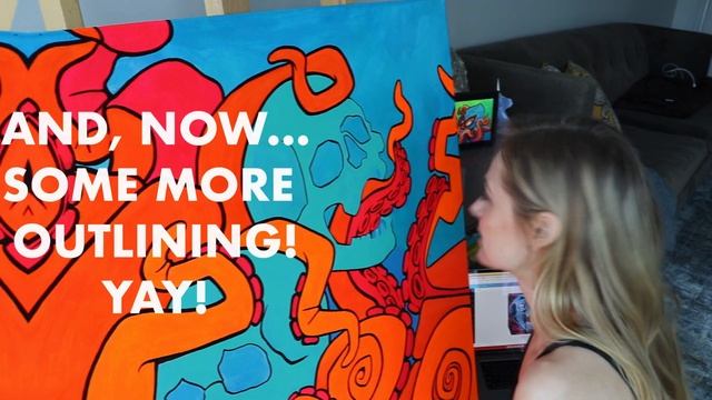 STREET ART STYLE octopus and skulls...painting with acrylics! смотреть онлайн