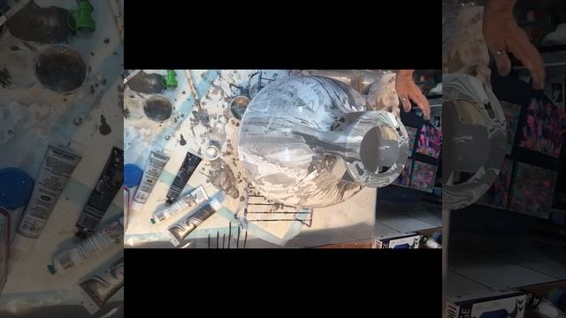 Video#34~INDUSTRIAL LAMP,acrylic dirty cup pour, silver/white/slate grey WOWEE ❤️🌻#acrylicfluidart смотреть онлайн