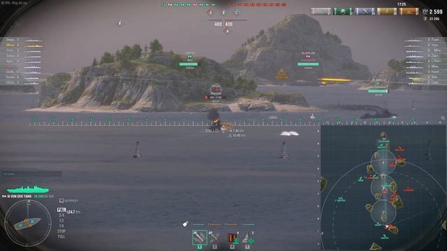 World of Warships Von Der Tann gets cheeky double kill смотреть онлайн
