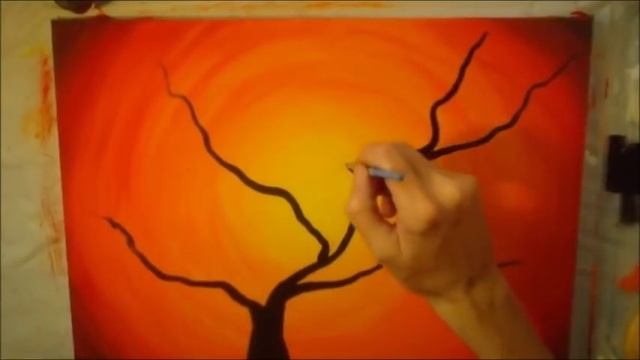 Acrylic Painting on Canvas : Cranes Sunset смотреть онлайн