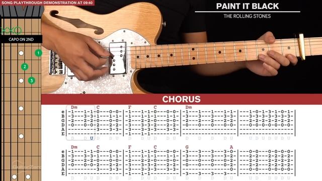 Гитарный урок Paint It Black (на английском с табами) смотреть онлайн