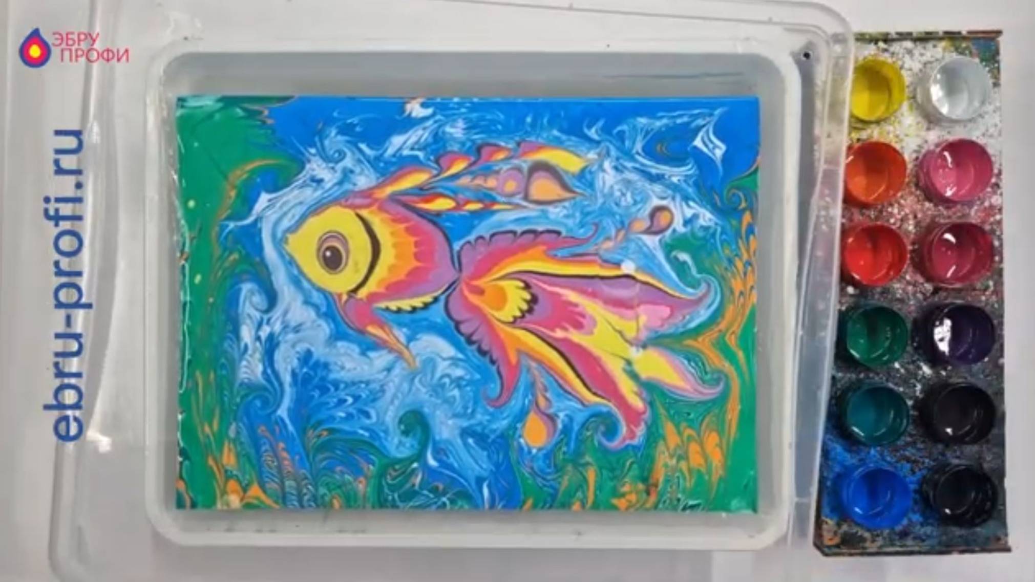 Рисуем на воде. _Красивая РЫБКА_. Урок для самостоятельной практике по эбру от ЭБРУ-ПРОФИ. смотреть онлайн