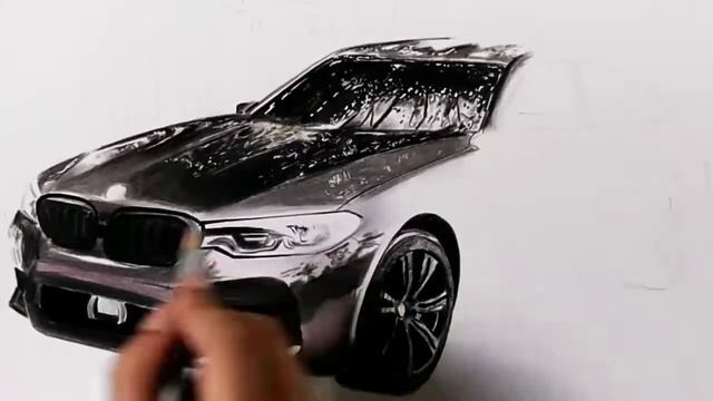 Realistic car Drawing tutorial || BMW car Drawing || color pencil drawing смотреть онлайн