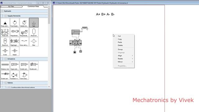 Hydraulics(A+B+A-B-) in Festo FluidSIM-H by Dr Vivek Yakkundi смотреть онлайн