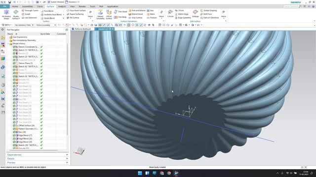 Siemens Unigraphics NX - Surface Modeling Example || Perfume Bottle Design Part 2 смотреть онлайн