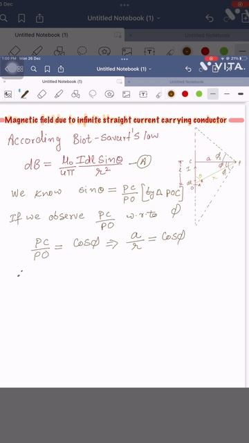 Magnetic Field Due to Infinite Straight Current Carrying Conductor Class 12 Physics 202 Shorts смотреть онлайн