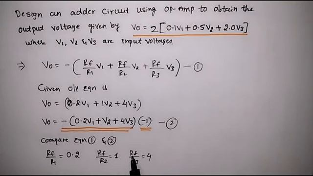 Design an OP-AMP circuit for given output expression. смотреть онлайн