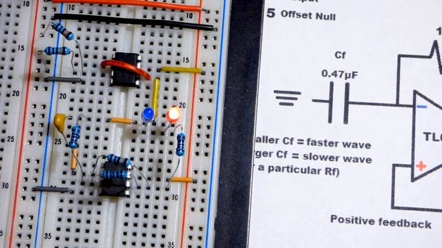 TL061 op amp alternating square wave generator prototype circuit powered by UA741 741 rail splitter смотреть онлайн