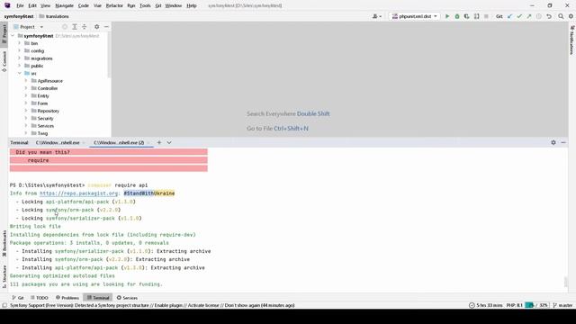 Установка пакета для работы с API Platform смотреть онлайн