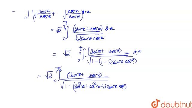 ` int _(0)^(pi//4) [ sqrt(tan x)+ sqrt(cot x)] ` dx is equal to смотреть онлайн