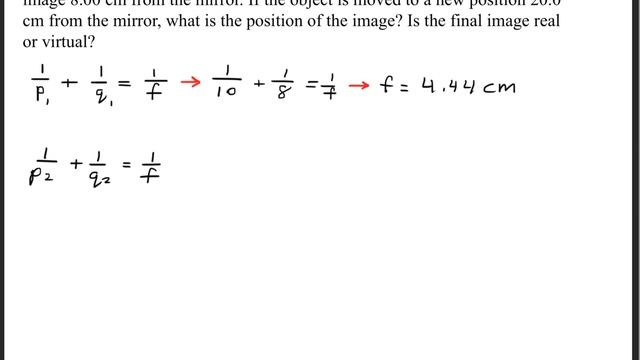 An object placed 10.0 cm from a concave spherical mirror produces a real image смотреть онлайн