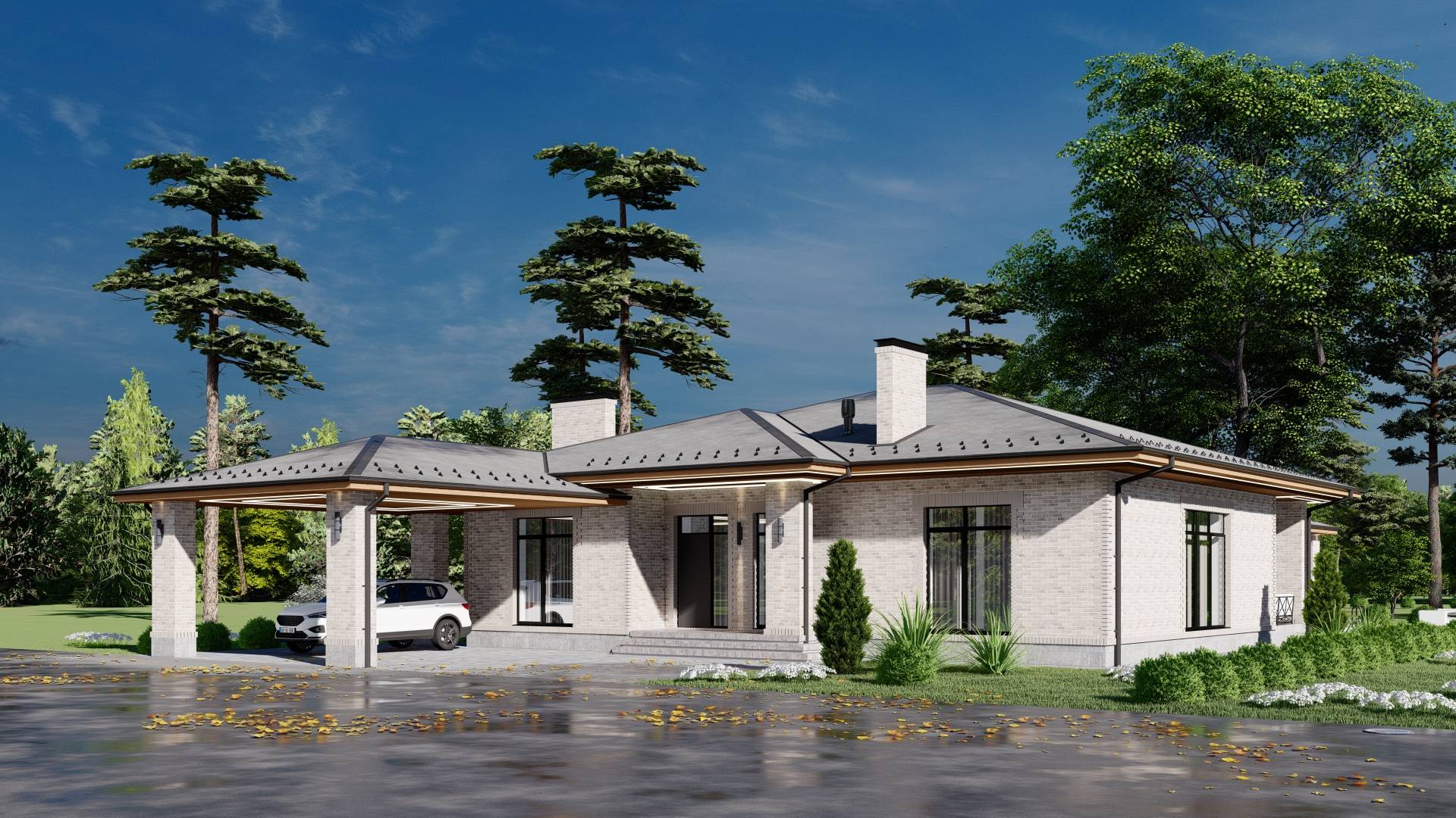 Одноэтажный дом с небольшой баней и бассейном смотреть онлайн