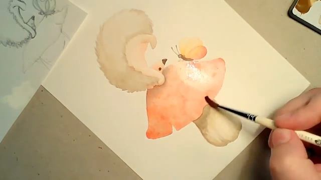Painting Watercolor clipart - Hedgehog and mushroom for the Autumn Charm clip art collection смотреть онлайн