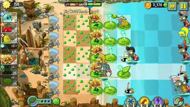 PvZ 2 Big Wave Beach (Пляж большой волны) день 9 смотреть онлайн