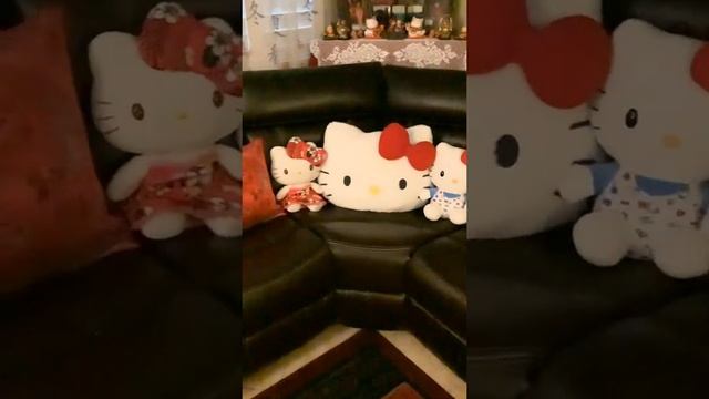 my wife's beautiful leather sofa with chinese pillows and hello kitty | video by honey jhun смотреть онлайн