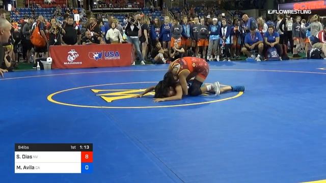94 Lbs Rnd Of 16 Sterling Dias Nevada Vs Madison Avila California смотреть онлайн