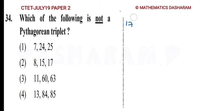 Which of the following is not a Pythagorean triplet ? (1) 7, 24, 25 (2) 8, 15, 17 смотреть онлайн