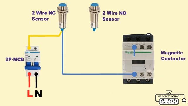 Схема подключения магнитного контактора к 2-проводному датчику приближения смотреть онлайн