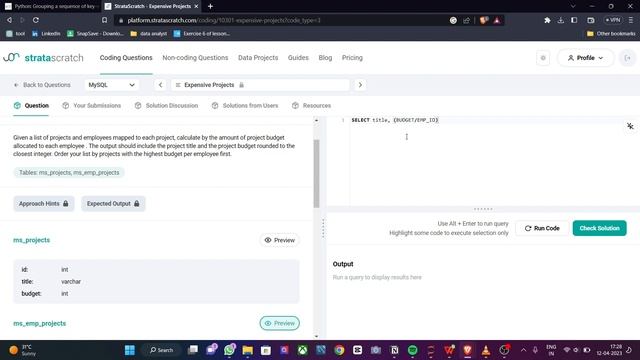 Expensive Project | Strata Scratch Tutorial | Part 2 смотреть онлайн