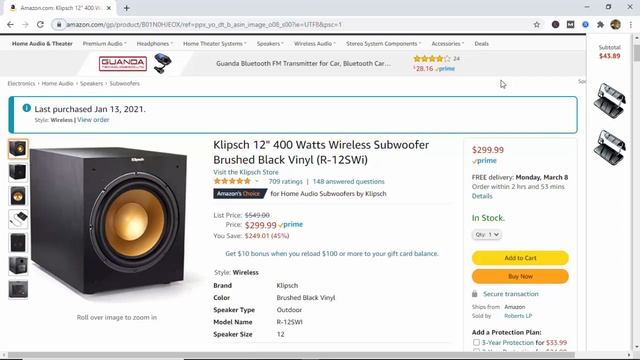 Klipsch Subwoofer - Klipsch R 12sw Subwoofer