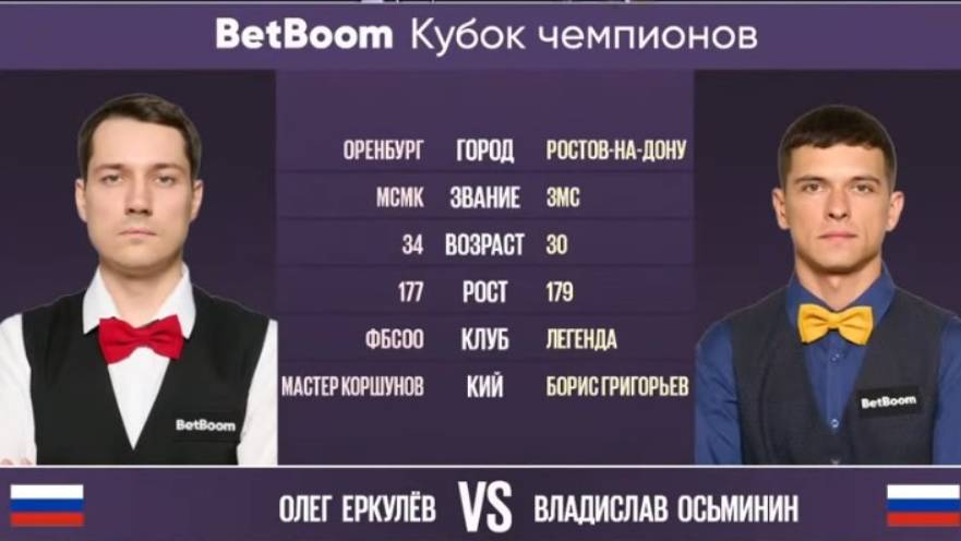 "BetBoom Кубок Чемпионов 2022" О. Еркулев (RUS) - В. Осьминин (RUS) Свободная пирамида. 11.07.2022 смотреть онлайн