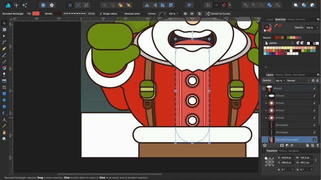 Affinity Designer doodle time-lapse: Let's draw vector Santa Claus (speed drawing x20) смотреть онлайн