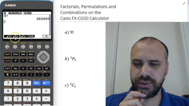 Combinatorics On The Casio FX CG50 Calculator (Factorials, Permutations, Combinations)